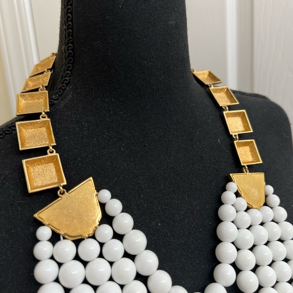 Elaborate Cascading White Beaded Necklace - Picture 9 of 11